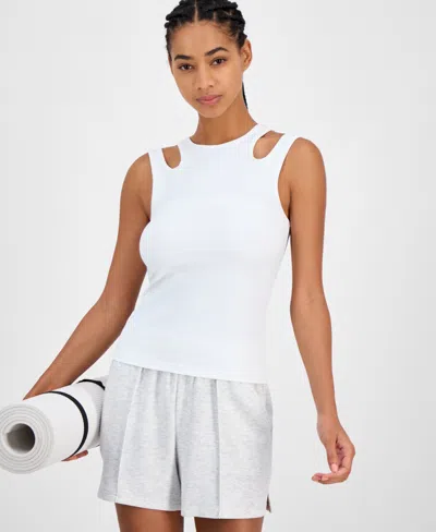 Id Ideology Women's Cutout Ribbed Tank Top, Exclusively At Macy's In White
