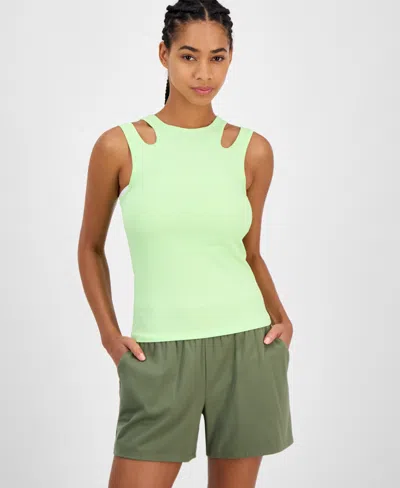 Id Ideology Women's Cutout Ribbed Tank Top, Exclusively At Macy's In Green