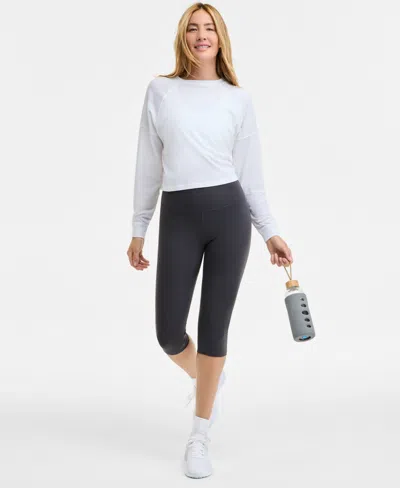 Id Ideology Women's Distressed Long-sleeve Cropped Top, Exclusively At Macy's
