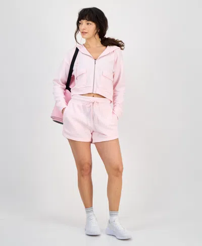 Id Ideology Women's Drawstring-waist Dolphin-hem Shorts, Exclusively At Macy's In Purple
