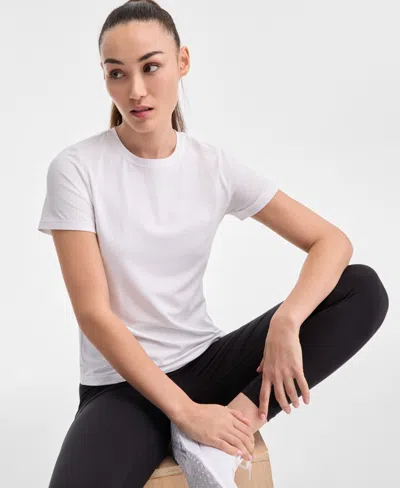 Id Ideology Women's Essential Cotton Short-sleeve T-shirt, Exclusively At Macy's In Bright White