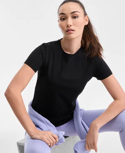 Id Ideology Women's Essential Cotton Short-sleeve T-shirt, Exclusively At Macy's In Deep Black