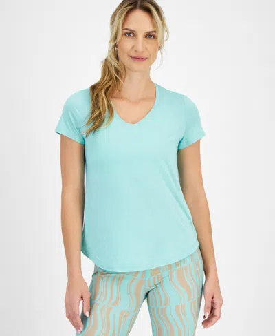 Id Ideology Women's Essentials V-neck T-shirt, Pack Of 3, Created For Macy's In Ocean Sigh,white,black