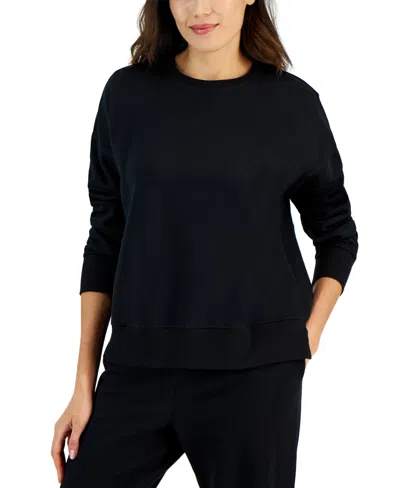 Id Ideology Women's Fleece Crewneck Sweatshirt, Created For Macy's In Deep Black