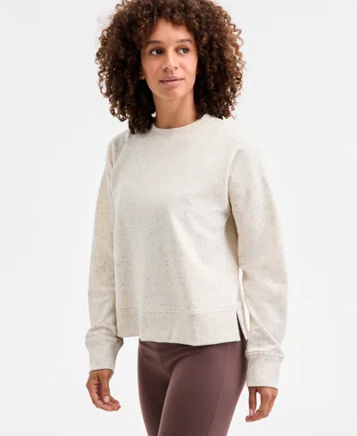 Id Ideology Women's Fleece Crewneck Sweatshirt, Macy's Exclusive In Neutral