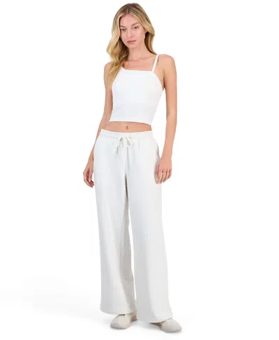 Id Ideology Women's Fleece Open-hem Wide-leg Pants, Macy's Exclusive In Tofu
