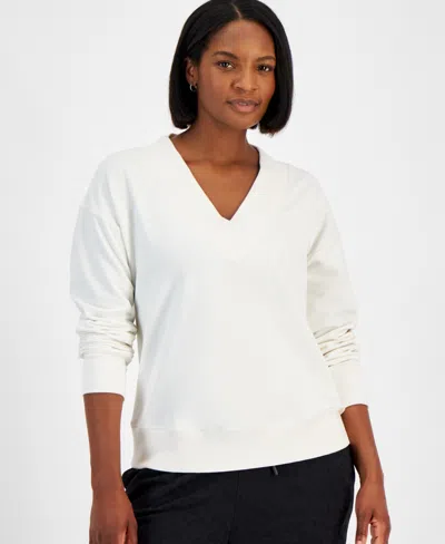 Id Ideology Women's Fleece V-neck Sweatshirt, Created For Macy's In Brown