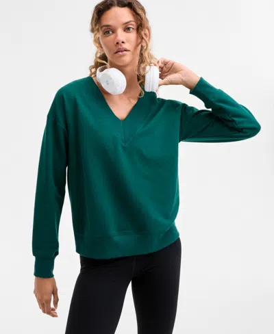 Id Ideology Women's Fleece V-neck Sweatshirt, Created For Macy's In Green