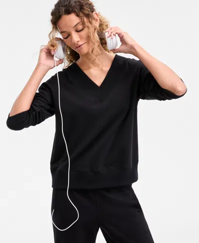 Id Ideology Women's Fleece V-neck Sweatshirt, Created For Macy's In Seaweed