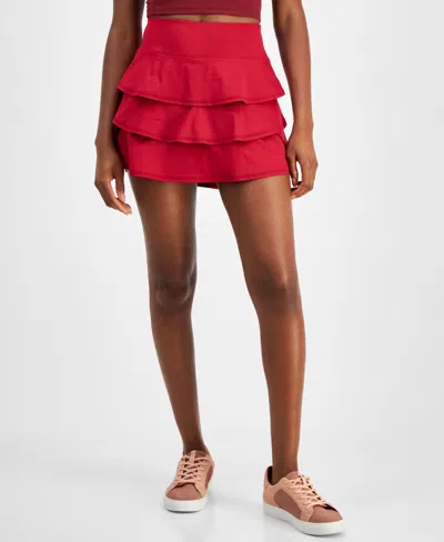 Id Ideology Women's Flounce Skort, Created For Macy's In Cranberry Whip