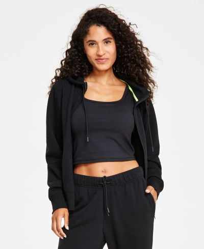 Id Ideology Women's Full-zip Hooded Sweatshirt, Created For Macy's In Deep Black