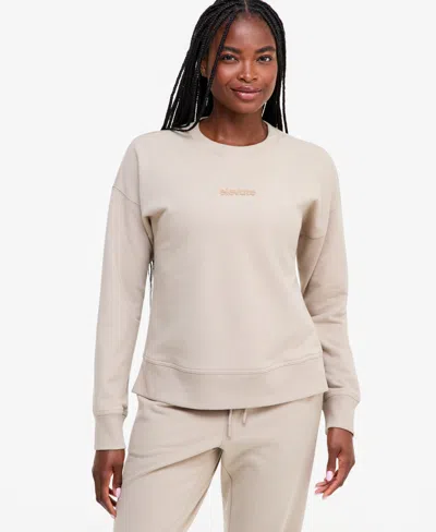 Id Ideology Women's Graphic Fleece Crewneck Sweatshirt, Macy's Exclusive In Neutral