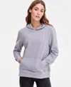 Id Ideology Women's Kangaroo-pocket Fleece Hoodie, Created For Macy's In Gray