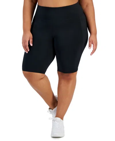 Id Ideology Women's Compression 7" Bike Shorts, Regular & Petite, Created For Macy's In Deep Black