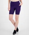 Id Ideology Women's High-rise Compression Shorts, Created For Macy's In Violet Indigo