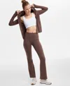 Id Ideology Womens Soft Full Zip Jacket High Rise Flare Leggings Created For Macys In Brownie