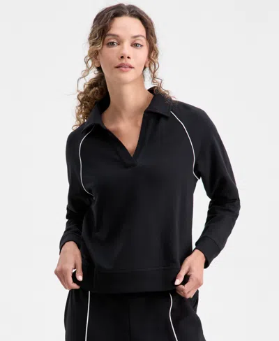 Id Ideology Women's Johnny Collar Top, Macy's Exclusive In Black