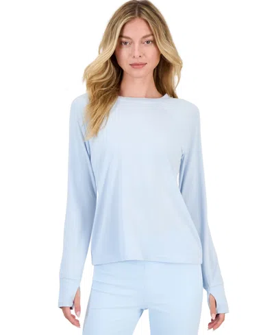 Id Ideology Women's Metallic Raglan-sleeve Top, Created For Macy's In Lurex - Diamond Blue