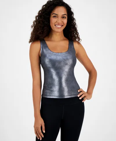 Id Ideology Women's Metallic Tank Top, Created For Macy's In Silver