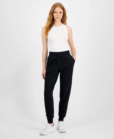 Id Ideology Women's Neppy Fleece Jogger Pants, Macy's Exclusive In Black