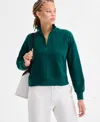 Id Ideology Women's Neppy Fleece Quarter-zip Sweatshirt, Macy's Exclusive In Green