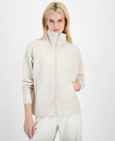 Id Ideology Women's Ottoman Full-zip Top, Created For Macy's In Dark Rust