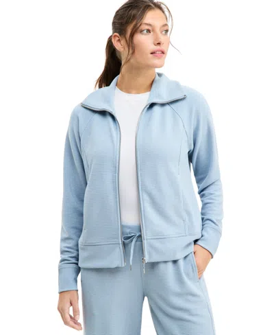 Id Ideology Women's Ottoman Full-zip Top, Created For Macy's In Prussian Blue