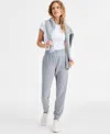 Id Ideology Women's Ottoman-rib Jogger Pants, Created For Macy's In Gray