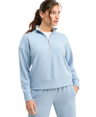 Id Ideology Women's Ottoman-rib 1/2 Zip Mock Neck Pullover, Macy's Exclusive In Blue