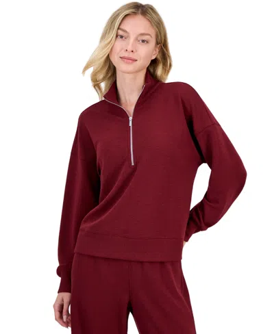 Id Ideology Women's Ottoman-rib 1/2 Zip Mock Neck Pullover, Macy's Exclusive In Burgundy