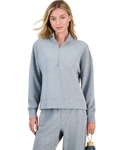 Id Ideology Women's Ottoman-rib 1/2 Zip Mock Neck Pullover, Macy's Exclusive In Gray