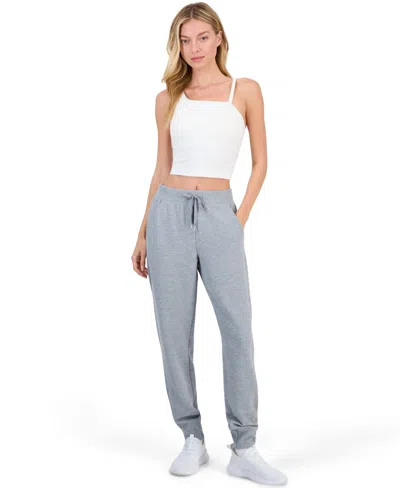 Id Ideology Women's Ottoman-rib Mid-rise Jogger Pants, Macy's Exclusive In Grey Smoke Hthr Bc07