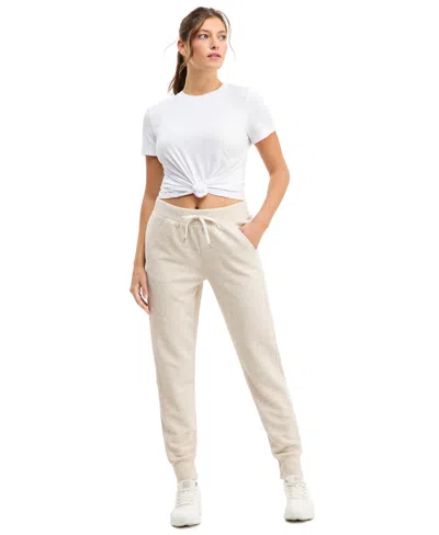 Id Ideology Women's Ottoman-rib Mid-rise Jogger Pants, Macy's Exclusive In Lt. Sand Hthr B0283