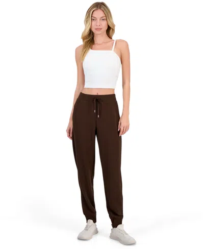 Id Ideology Women's Ottoman-rib Mid-rise Jogger Pants, Macy's Exclusive In Multi
