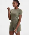 Id Ideology Women's Overlap Cropped Crewneck T-shirt, Exclusively At Macy's