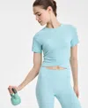 Id Ideology Women's Overlap Cropped Crewneck T-shirt, Exclusively At Macy's