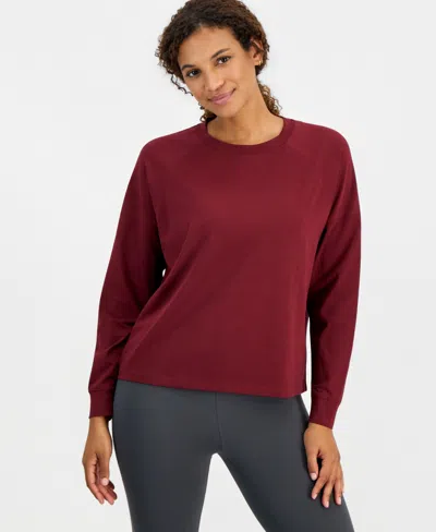 Id Ideology Women's Oversized-fit Boyfriend Long-sleeve T-shirt, Macy's Exclusive In Dark Rust