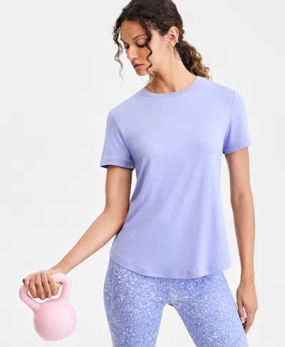 Id Ideology Women's Performance Crewneck T-shirt, Macy's Exclusive In Blue
