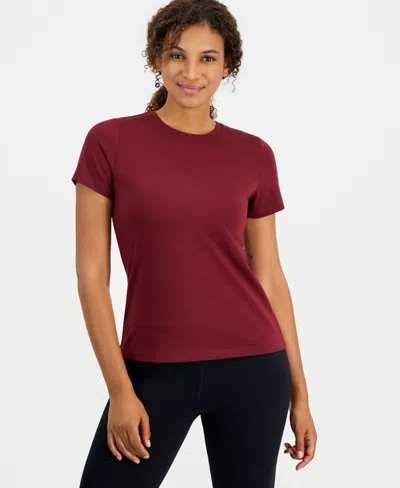 Id Ideology Women's Performance Crewneck T-shirt, Macy's Exclusive In Dark Rust