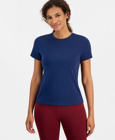 Id Ideology Women's Performance Crewneck T-shirt, Macy's Exclusive In Indigo Sea