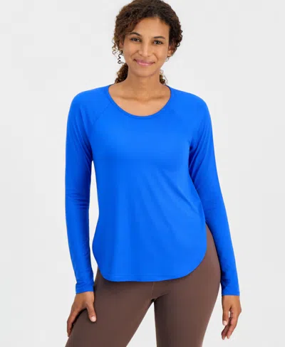 Id Ideology Women's Performance Long-sleeve Top, Created For Macy's In Cosmic Cobalt