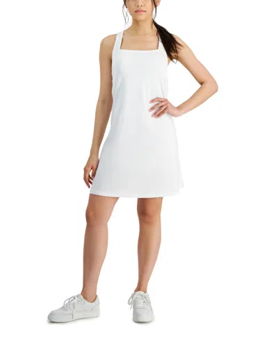 Id Ideology Women's Performance Square-neck Dress, Created For Macy's In Bright White