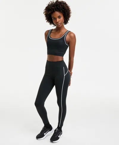 Id Ideology Women's Piped 7/8-length Compression Leggings, Exclusively At Macy's