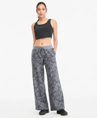 Id Ideology Women's Print Fleece Wide-leg Pants, Macy's Exclusive In Gray