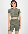 Id Ideology Women's Printed Seamless Short-sleeve Cropped Top, Exclusively At Macy's
