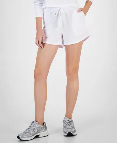 Id Ideology Women's Pull-on French Terry Shorts, Created For Macy's In Pure White
