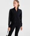 Id Ideology Women's Relaxed Butter Soft Funnel-neck Zip-front Sweater, Macy's Exclusive In Black