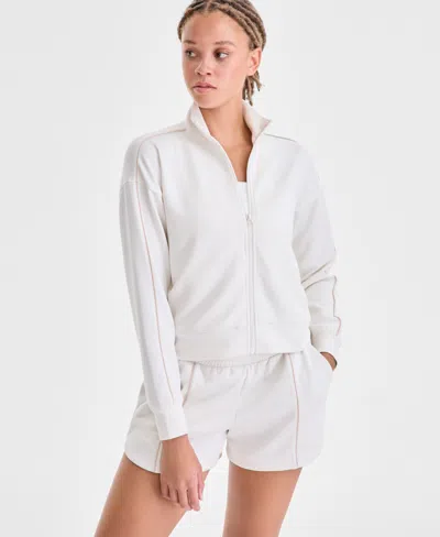 Id Ideology Women's Relaxed Butter Soft Funnel-neck Zip-front Sweater, Macy's Exclusive In White
