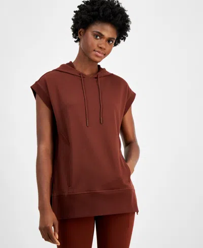 Id Ideology Women's Relaxed Comfort Flow Hooded Tunic, Created For Macy's In Deep Burgundy