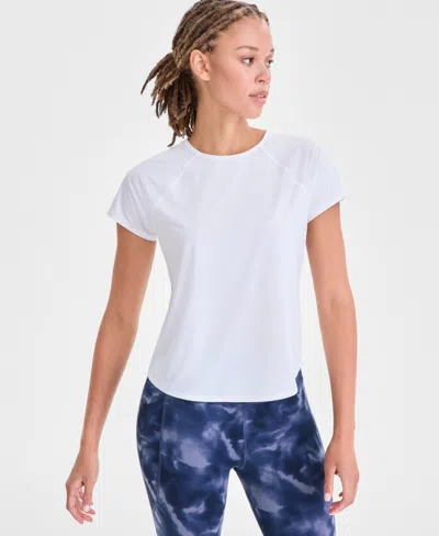 Id Ideology Women's Relaxed Crewneck Perforated T-shirt, Macy's Exclusive In White
